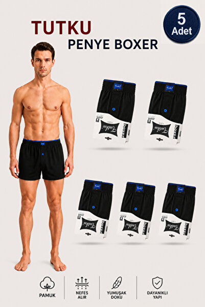 Alıç Tutku Men's Combed Cotton Boxers - 5 Pieces Comfortable Fit Breathable F...