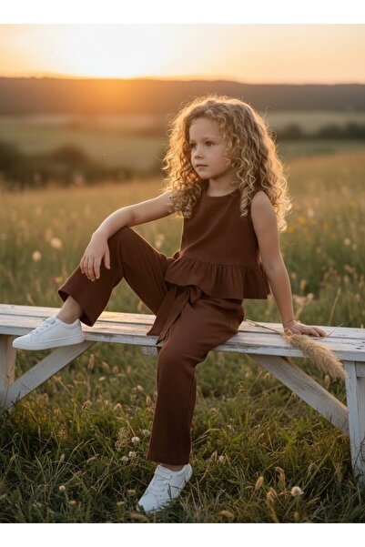 Nio Lua Girl's Sleeveless Ruffled Tencel Top and Bottom Set Summer Combination