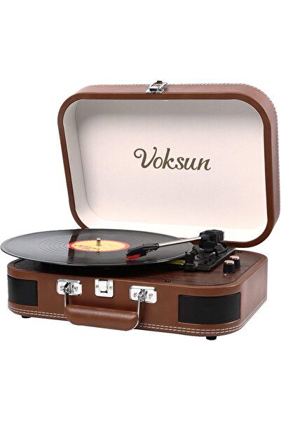 VOKSUN Bluetooth 5.4 грамофон, 3 скорости 33/45/78 об/мин, AUX, USB, 2 вграде...