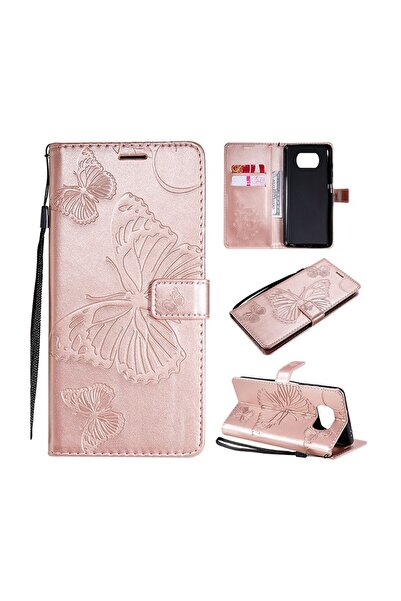 sscase 3D Butterflies θήκη Πορτοφόλι Rose Gold (Xiaomi Poco X3 NFC/X3 Pro)