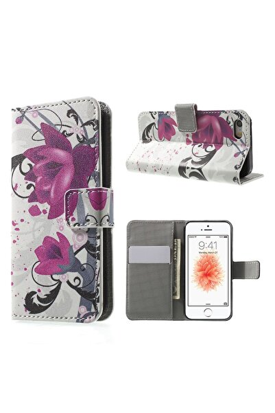 sscase Colored Drawing Θήκη Πορτοφόλι Purple Flower (Apple iPhone SE/5s/5)