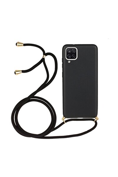 sscase Wheat Straw Θήκη Σιλικόνης με Λουράκι Black (Samsung Galaxy A12)