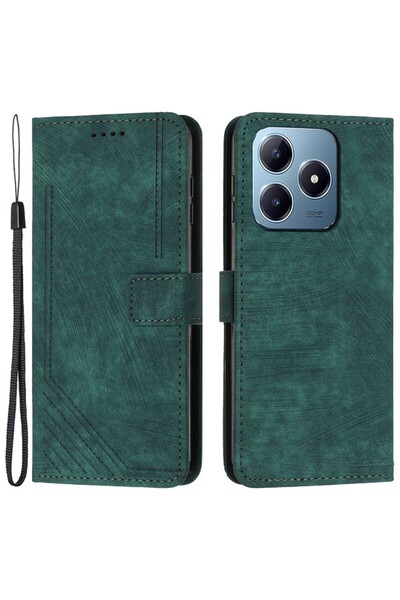 sscase Stripe Pattern Θήκη Πορτοφόλι Green (Realme Note 60 4G)