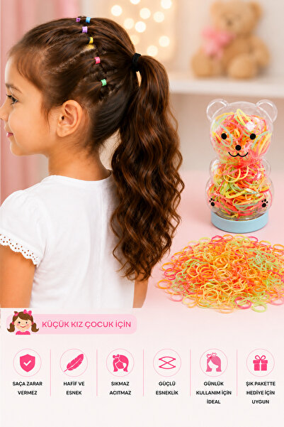 Trend Mix Kids Set de mini elastice colorate pentru fete, cu ursuleț de pluș,...