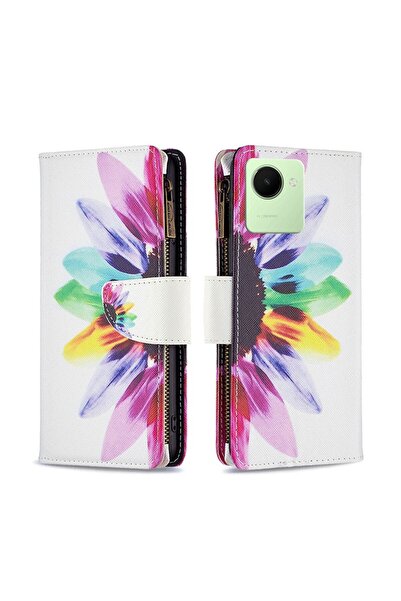 sscase Colored Pattern Zipper Θήκη Πορτοφόλι Sun Flower (Realme C30)