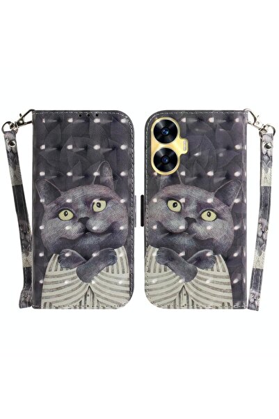 sscase 3D Colored Θήκη Πορτοφόλι Hug Cat (Realme C55)