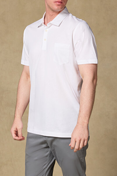 Abbate Tricou polo simplu pentru bărbați, cu guler polo, din bumbac merceriza...