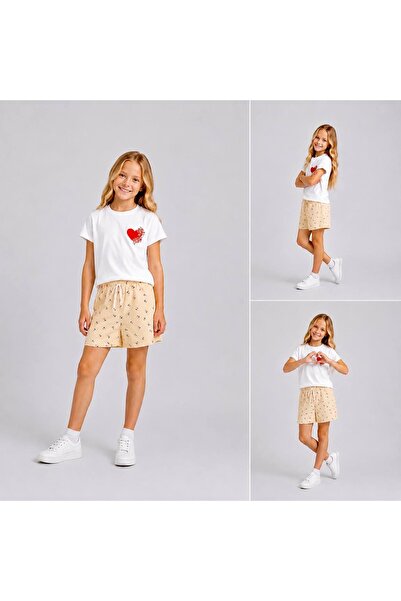 Melodikids Момичешки летен памучен комплект от тениска и къси панталони