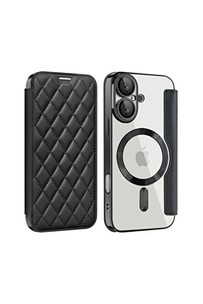 sscase Puff Rhombus MagSafe Θήκη Βιβλίο Black (Apple iPhone 16 Plus)
