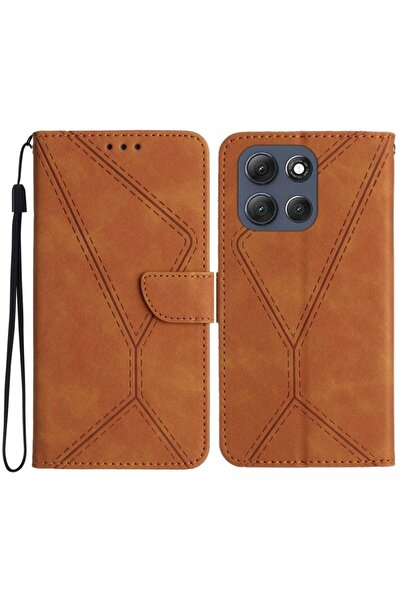 sscase Stitching Embossed Θήκη Πορτοφόλι Brown (Motorola Moto G56 5G)
