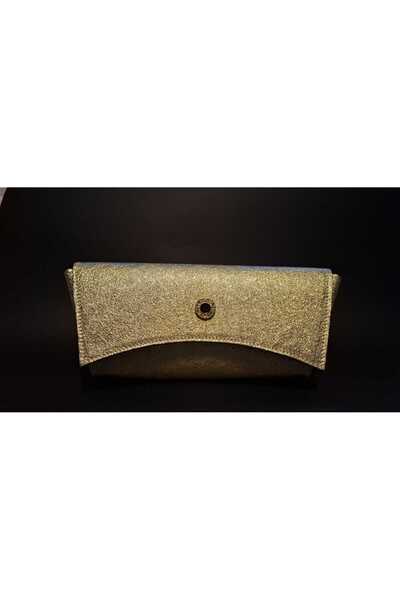 FACUTENSUD Geantă Handmade din Piele Italiană de Capră – Galben Auriu Metaliz...