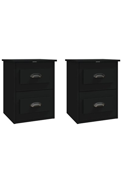 vidaxl Noptiere de perete, 2 buc., negru, 41,5x36x53cm