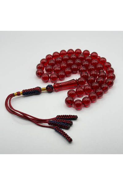 5ii perfume Transparent Red Saffron Rosary – 51 Beads – 10 mm – Burgundy, Nav...