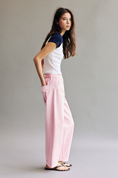 Pull & Bear Pembe barrel jean