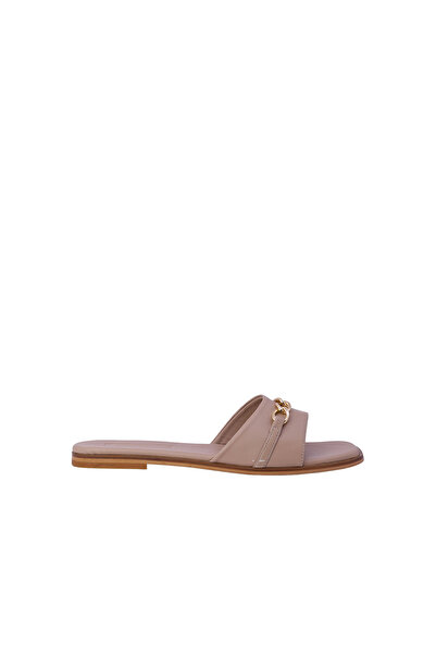 DİSPARİTA Women's Flat Slippers Genuine Leather Shoes