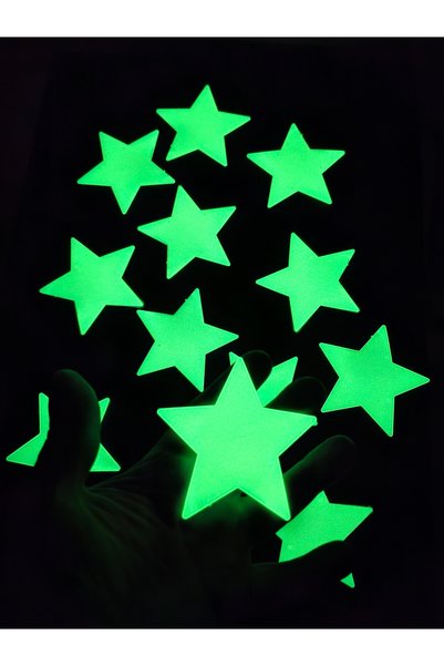 mertyavm Phosphorescent Wall Sticker 12 Pieces Mega Size Glow-In-The-Dark Star Set Children's Room Wall Ceiling Decoration