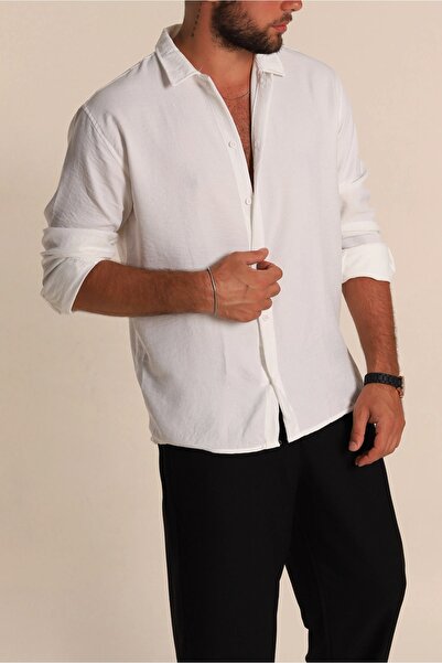 STYLE STOP Men's Long Sleeve Slim Fit Linen