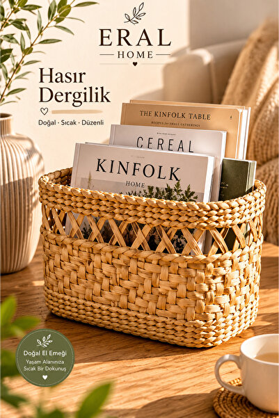 SS ERAL KOOP Dekoratif Çok Amaçlı Organizer Gazete Dergi Sepeti Rattan Hasır ...