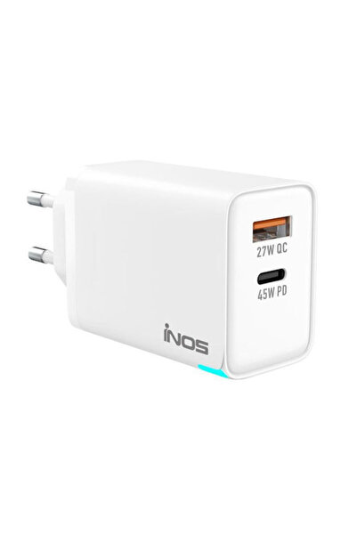 inos Φορτιστής χωρίς καλώδιο GaN με θύρα USB-A και θύρα USB-C, 45W Power Deli...