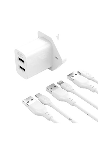 Xo Φορτιστής με 2 θύρες USB-A και καλώδιο Lightning Λευκό (L109 UK)