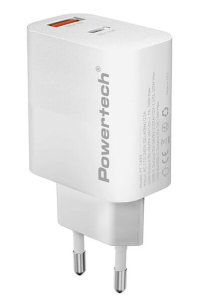 POWERTECH Φορτιστής Χωρίς Καλώδιο με Θύρα USB-A και Θύρα USB-C 20W Γρήγορη Φό...