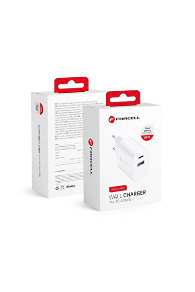 Forcell Ασύρματος φορτιστής με θύρα εξόδου USB-A και θύρα εξόδου USB-C, Παροχ...