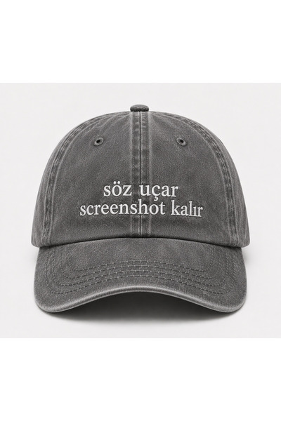 WeavedCo "Words Fly, Screenshots Stay" Written Vintage Washable Cap Hat