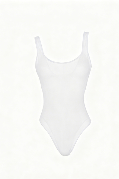 Generic Sheer Mesh Bodysuit Lingerie, White & Black See-Through Teddy, Ultra-...