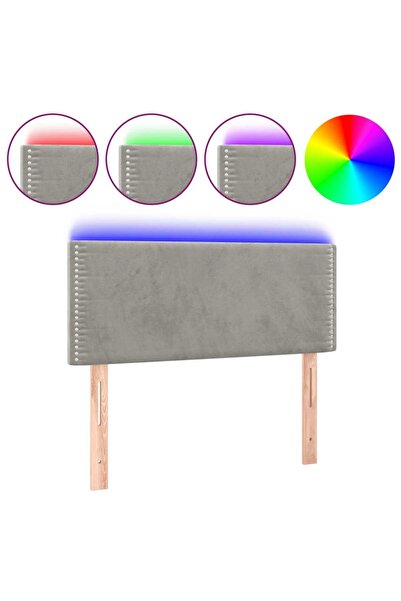 vidaxl Tăblie de pat cu LED, gri deschis, 80x5x78/88 cm, catifea