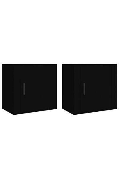 vidaxl Noptiere de perete, 2 buc., negru, 50x30x47 cm