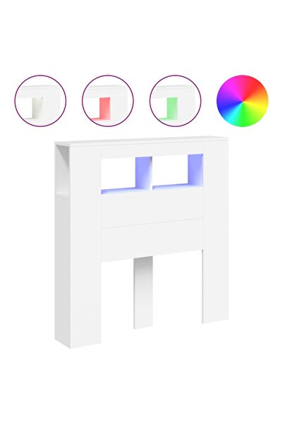 vidaxl LED headboard, white, 100x18.5x103.5 cm, wood