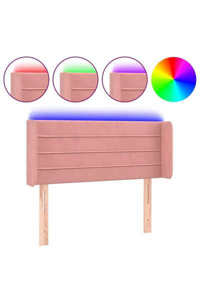 vidaxl Tăblie de pat cu LED, roz, 103x16x78/88 cm, catifea
