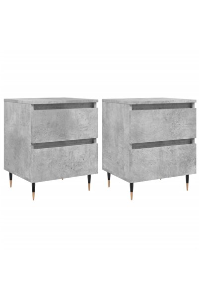 vidaxl Noptiere, 2 buc., gri beton, 40x35x50 cm, lemn compozit