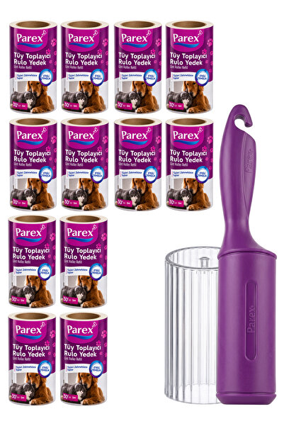 Parex Premium Tüy Toplayıcı 12'li Yedek Rulo ve Aparat + Şeffaf Kapak Paketi