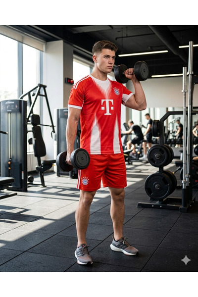 Rima Fashion Men's Red and White Striped Athletic Walking Suit Shorts and T-S...