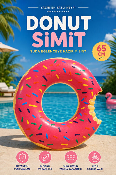 Fidan oyuncak Donut Children's Swimming Ring 65 cm Pool and Sea Ring 6-9 Year...