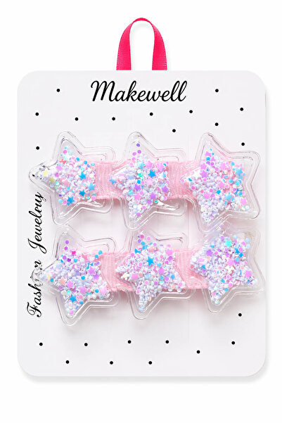 MakeWell مشبك شعر على شكل نجمة للفتيات - مشبك شعر أحمر لامع (مجموعة من قطعتين)