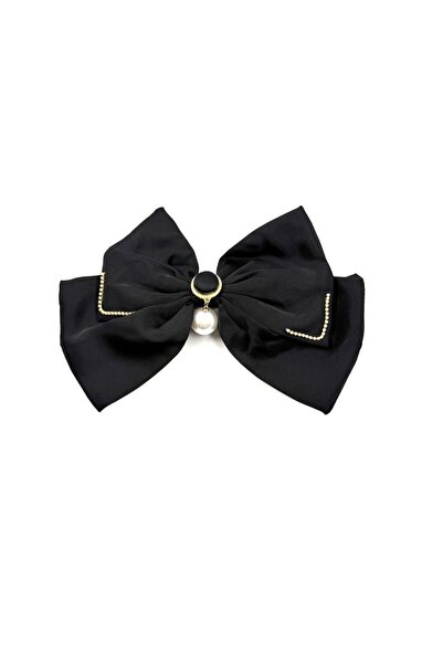MD Moda Accessories مشبك شعر أوتوماتيكي فاخر من الساتان مزين باللؤلؤ