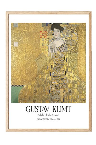Postifull Gustav Klimt - Adele Bloch-Bauer I, slika u drvenom okviru, umetnič...