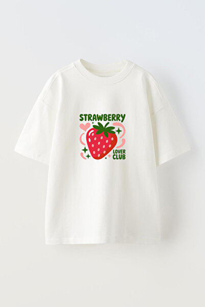 Anetos Tricou supradimensionat alb din bumbac cu imprimeu frontal, design Clu...