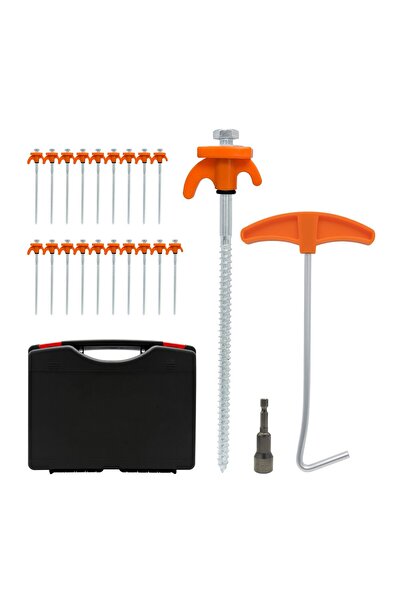Relaxdays Set de 20 de țăruși de cort cu adaptor pentru bormașină, Relaxdays,...