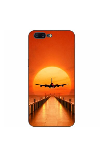 OEM Husa compatibila cu OnePlus 5 Silicon Gel Tpu Model Airplane Sunset