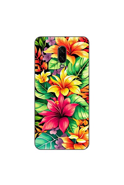 OEM Θήκη συμβατή με OnePlus 6T από σιλικόνη gel TPU με σχέδιο κρίνος