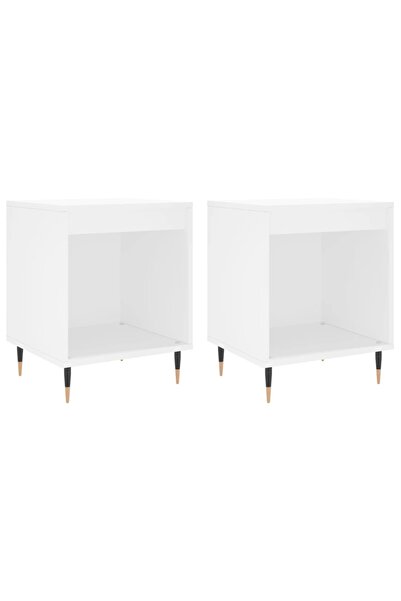 vidaxl Noptiere, 2 buc., alb, 40x35x50 cm, lemn compozit