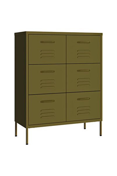 vidaxl Drawer cabinet, olive green, 80x35x101.5 cm, steel
