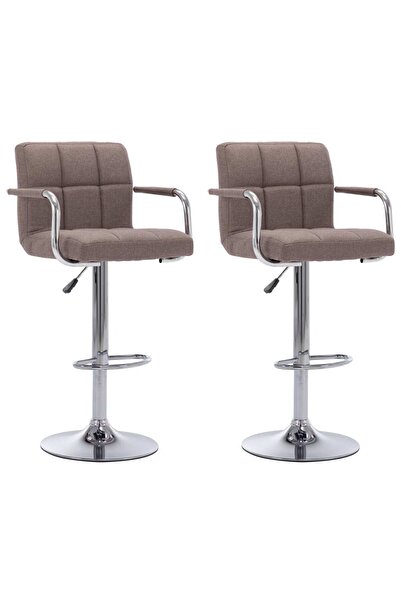 vidaxl Scaune de bar, 2 buc., gri taupe, material textil