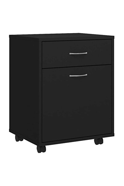 vidaxl Wardrobe with wheels, black, 45x38x54 cm, chipboard