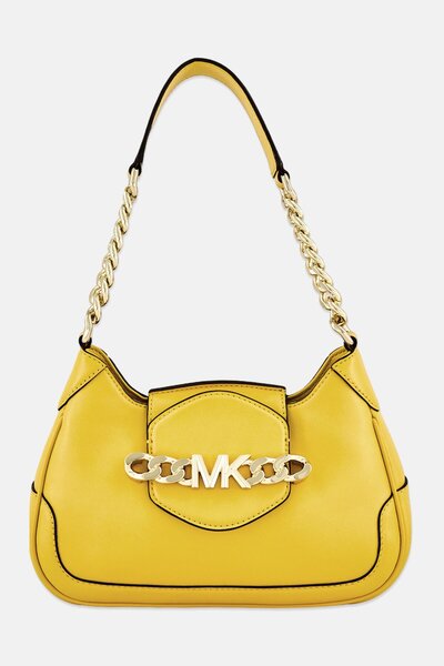 Michael Kors حقيبة كتف نسائية بشعار العلامة التجارية، باللون الأصفر