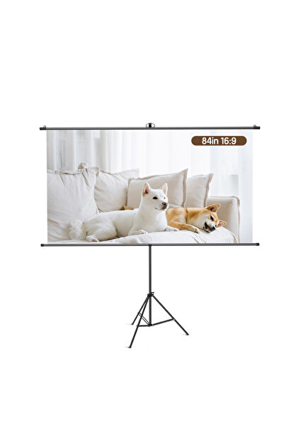 Deli ПРОЕКЦИОНЕН ЕКРАН 186 x 104.5 СМ РЪЧЕН НА ТРИПОД