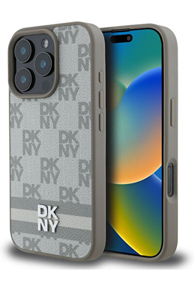 Dkny Καρό Σχέδιο Πίσω Κάλυμμα από Συνθετικό Δέρμα Μπεζ (iPhone 16 Pro) Κωδικό...